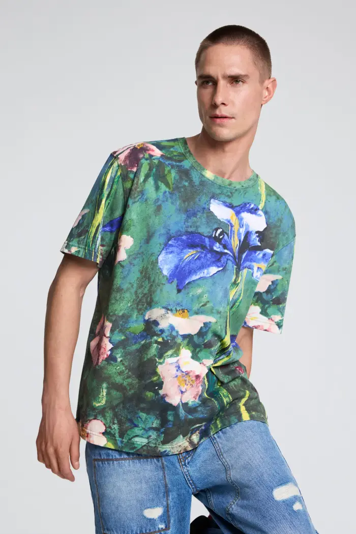 Desigual Maglietta fiori BLUE
