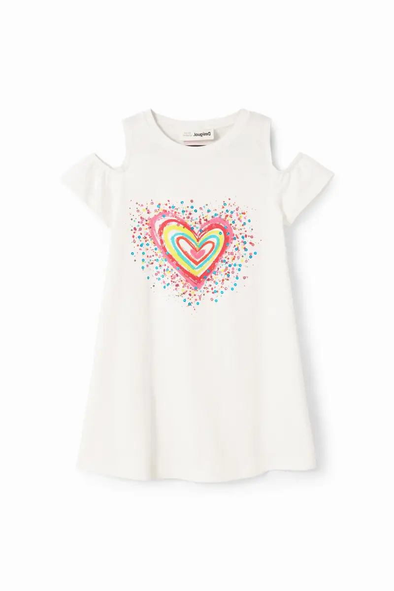 Desigual Maglietta grafica cuore cut-out WHITE