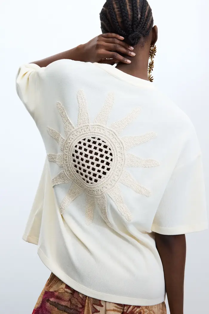 Desigual Maglietta in maglia a manica corta WHITE
