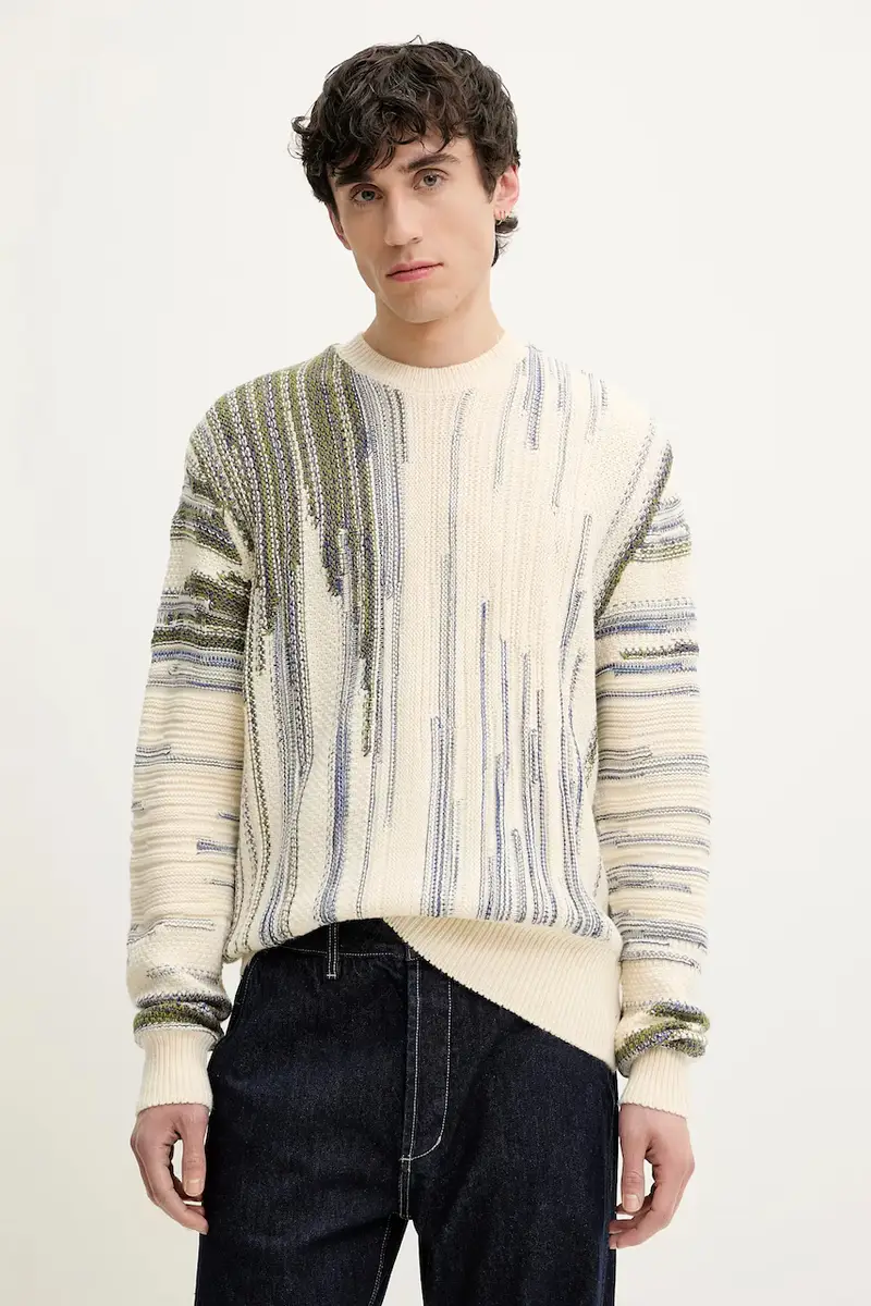 Desigual maglione in misto lana ICE uomo colore beige 25SMJF03