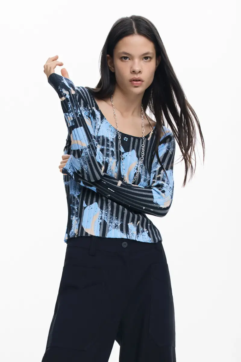 Desigual Maglione leggero con texture floreale BLUE