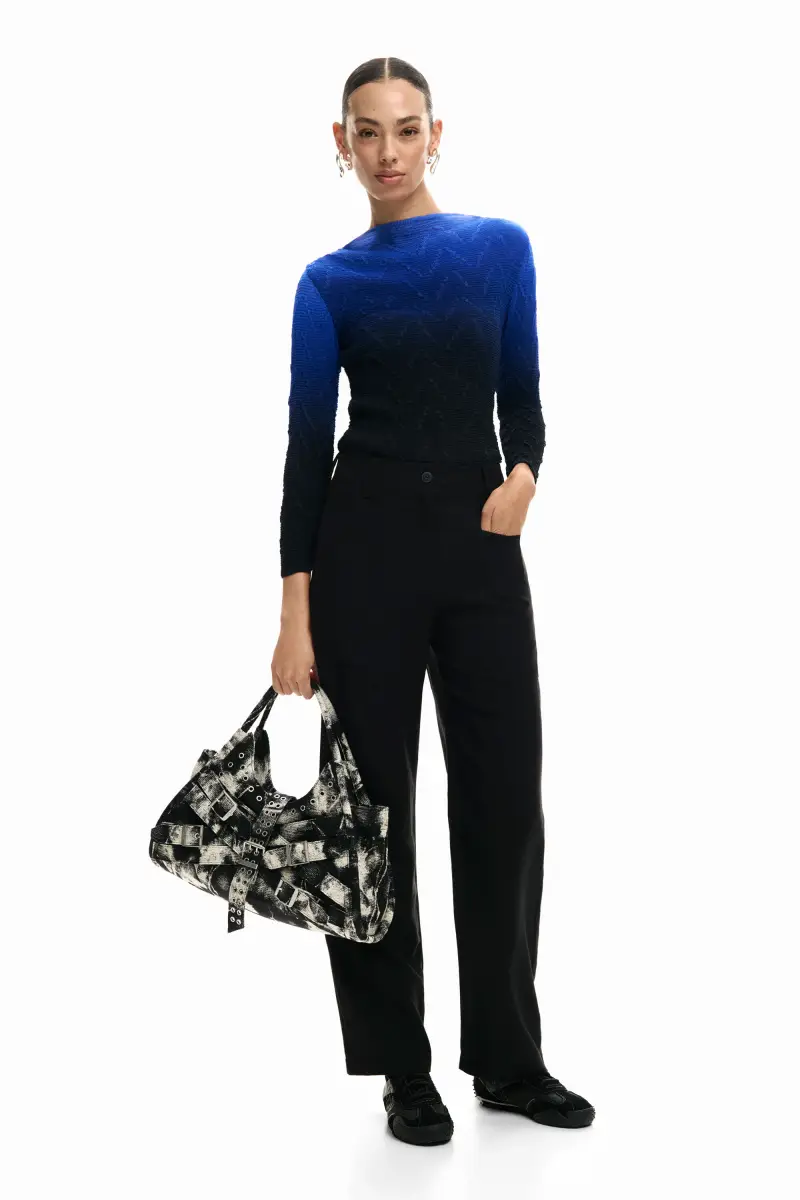 Desigual Pantaloni dritti con tasche BLACK