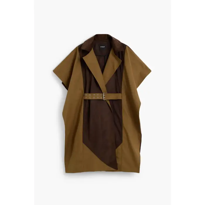 Desigual Poncho Cinturato Medievale Donna Marron
