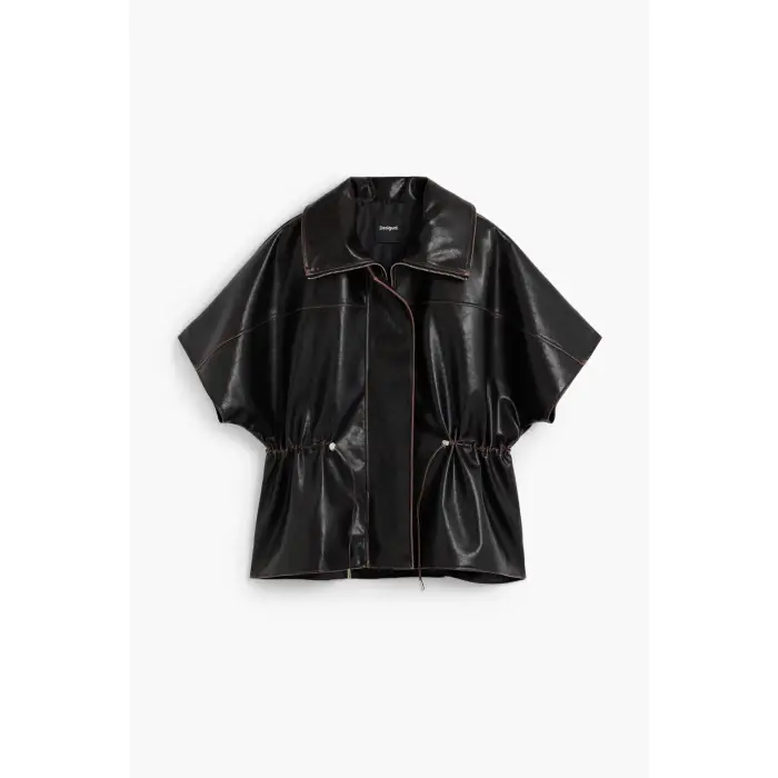 Desigual Poncho in pelle donna Noir