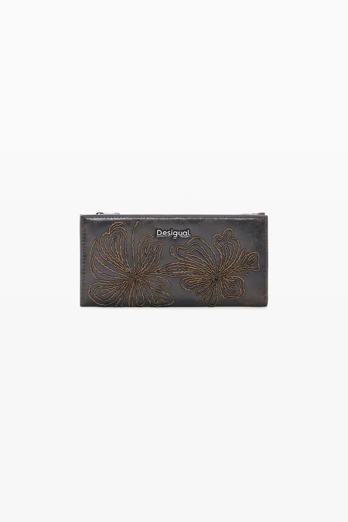 Desigual Portamonete ricamato grande BROWN