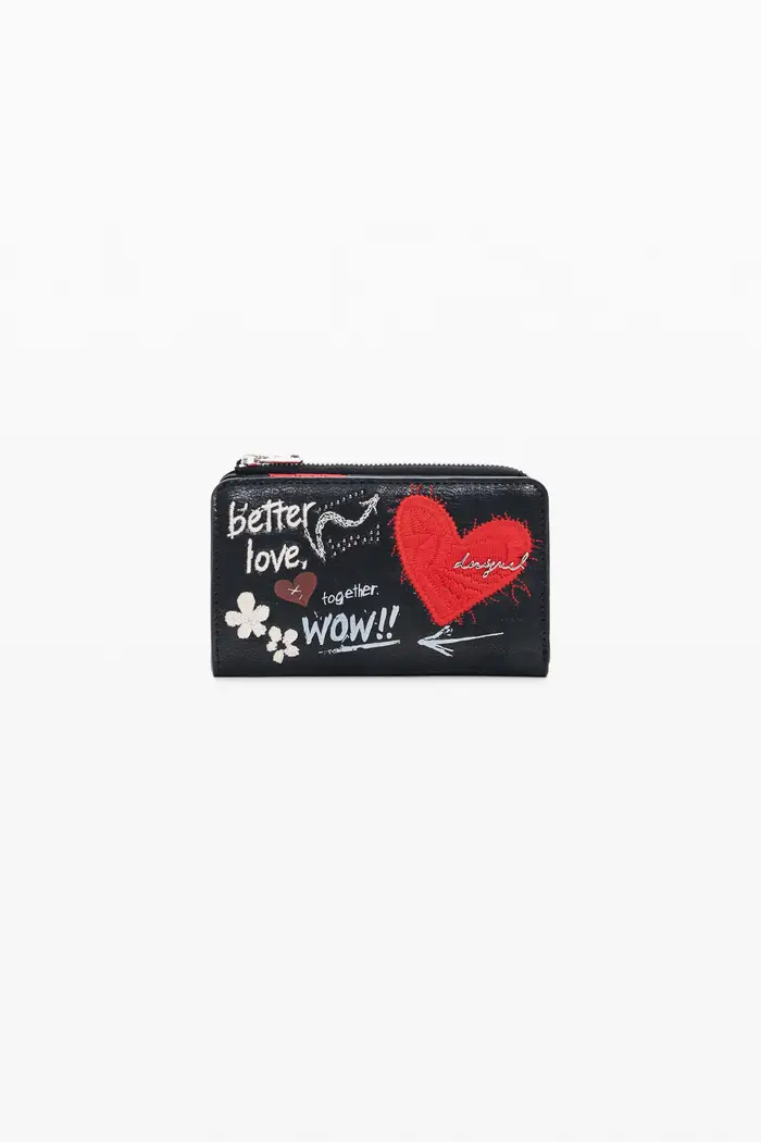 Desigual Portamonete ricamato medio BLACK