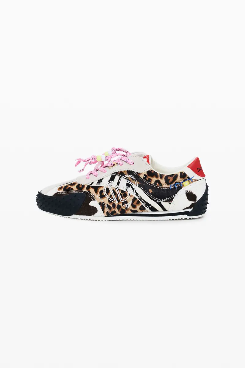 Desigual Sneakers patchwork con stampa animalier BLACK