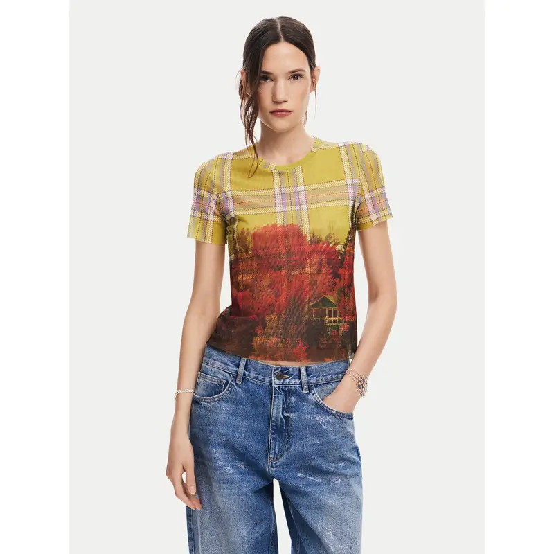 Desigual T-shirt Double 24WWTK27 Multicolore Slim Fit