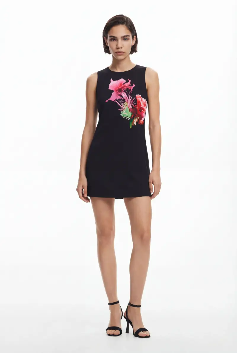 Desigual Vestito a fiori BLACK
