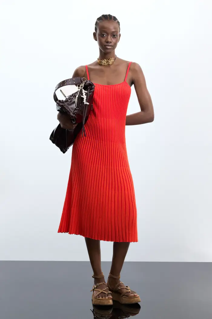 Desigual Vestito a spalline 100% cotone RED
