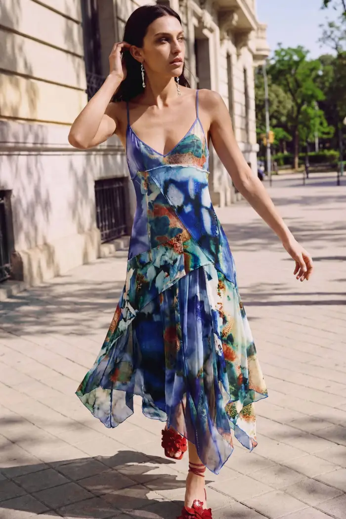 Desigual vestito asimmetrico stampato BLUE