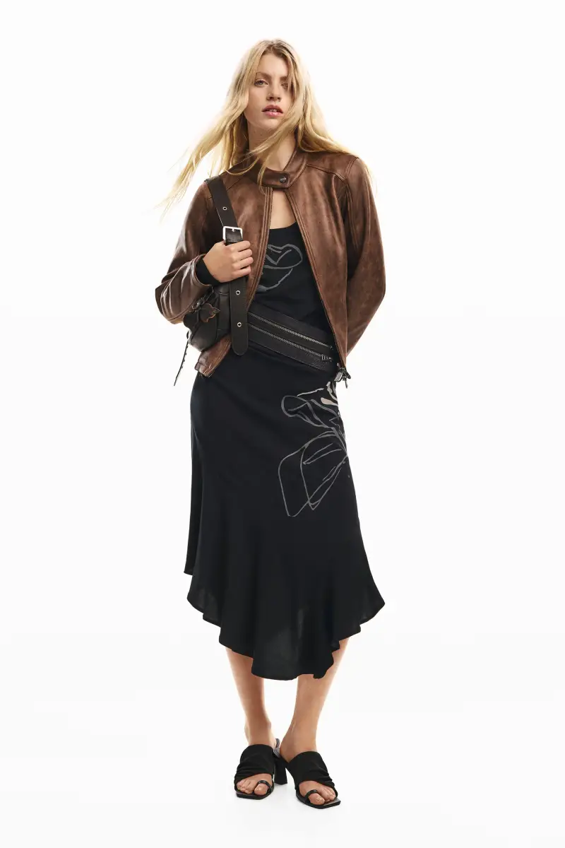 Desigual Vestito midi a fiori BLACK