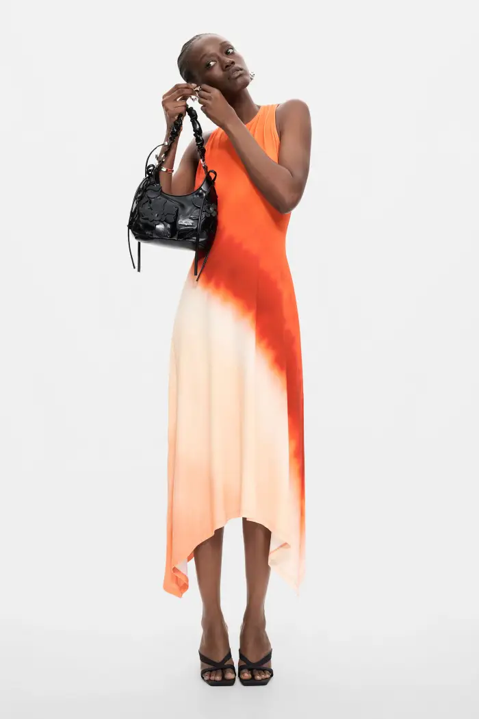 Vestito senza maniche in maglia ORANGE