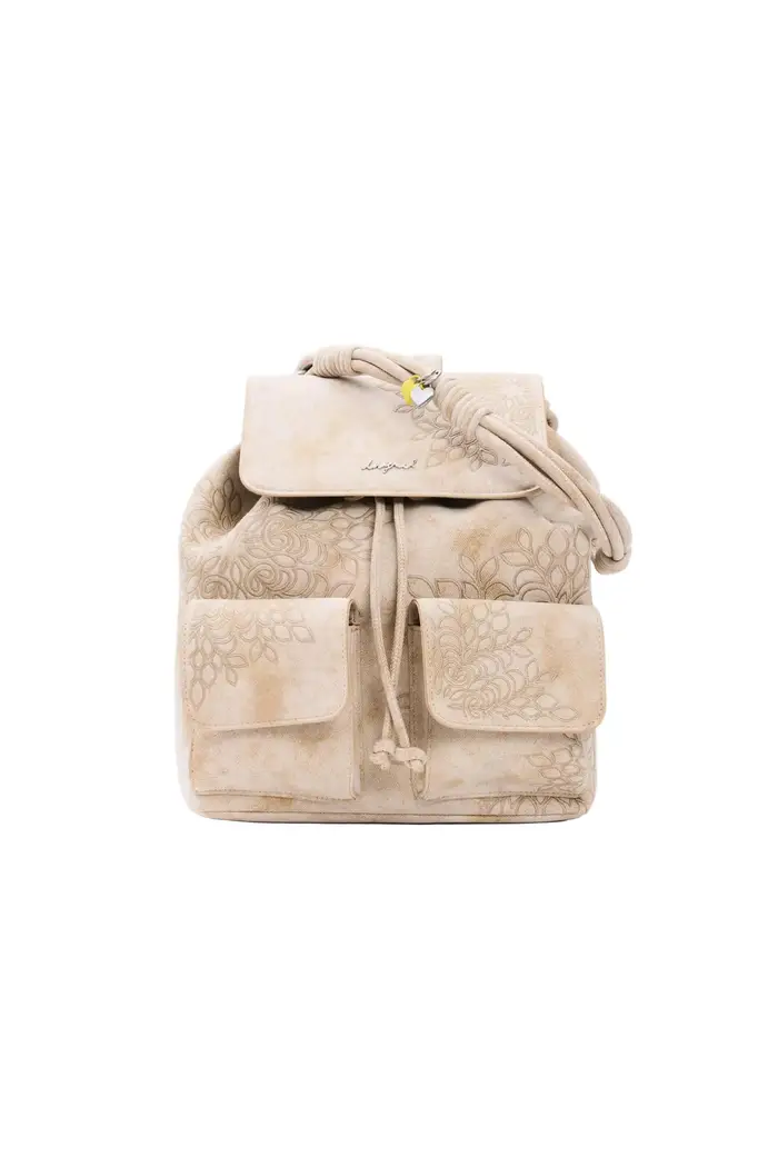 Desigual Zaino Donna Beige Ricamo
