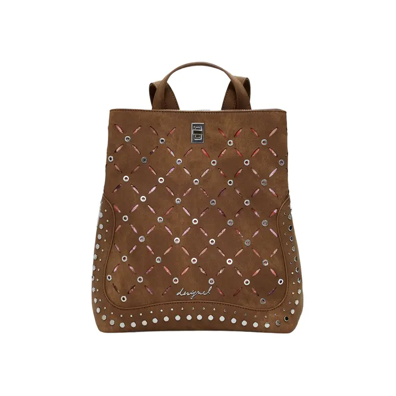 Desigual Zaino Donna Marrone Yankee Metal Patch Sumy Mini