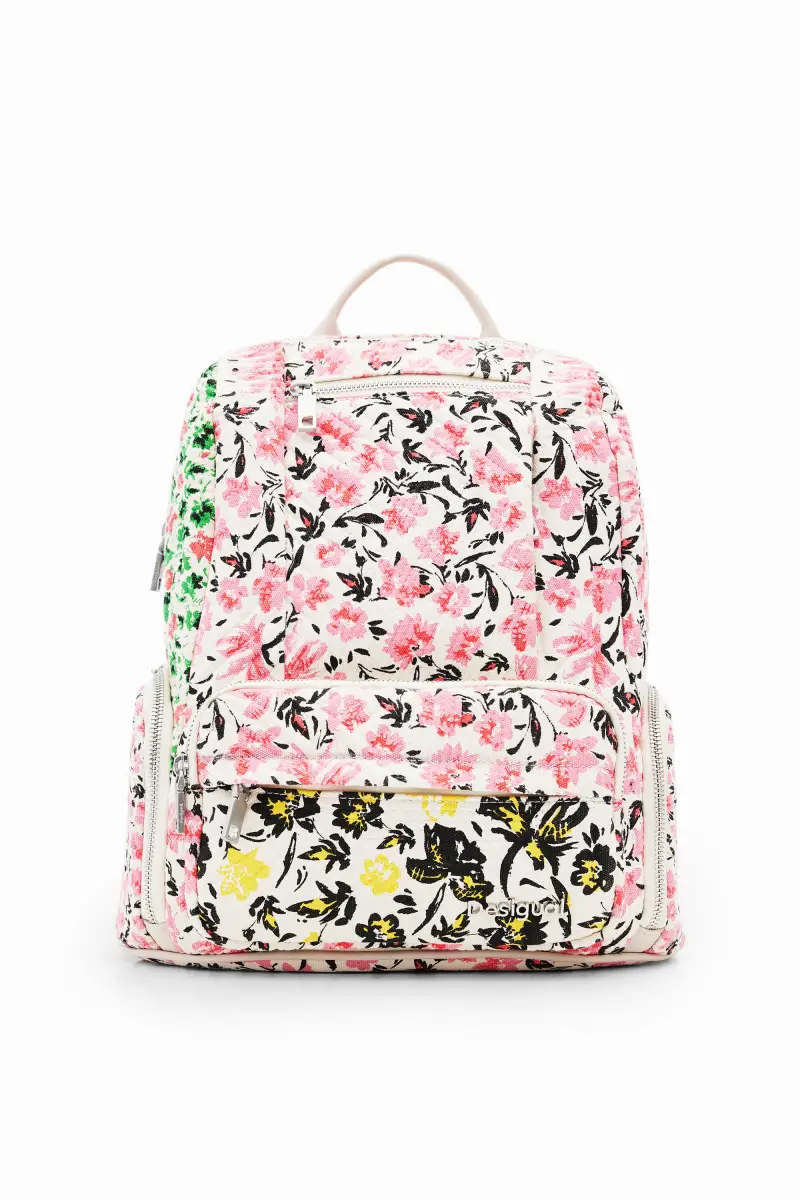 Desigual Zaino M tela fiori WHITE
