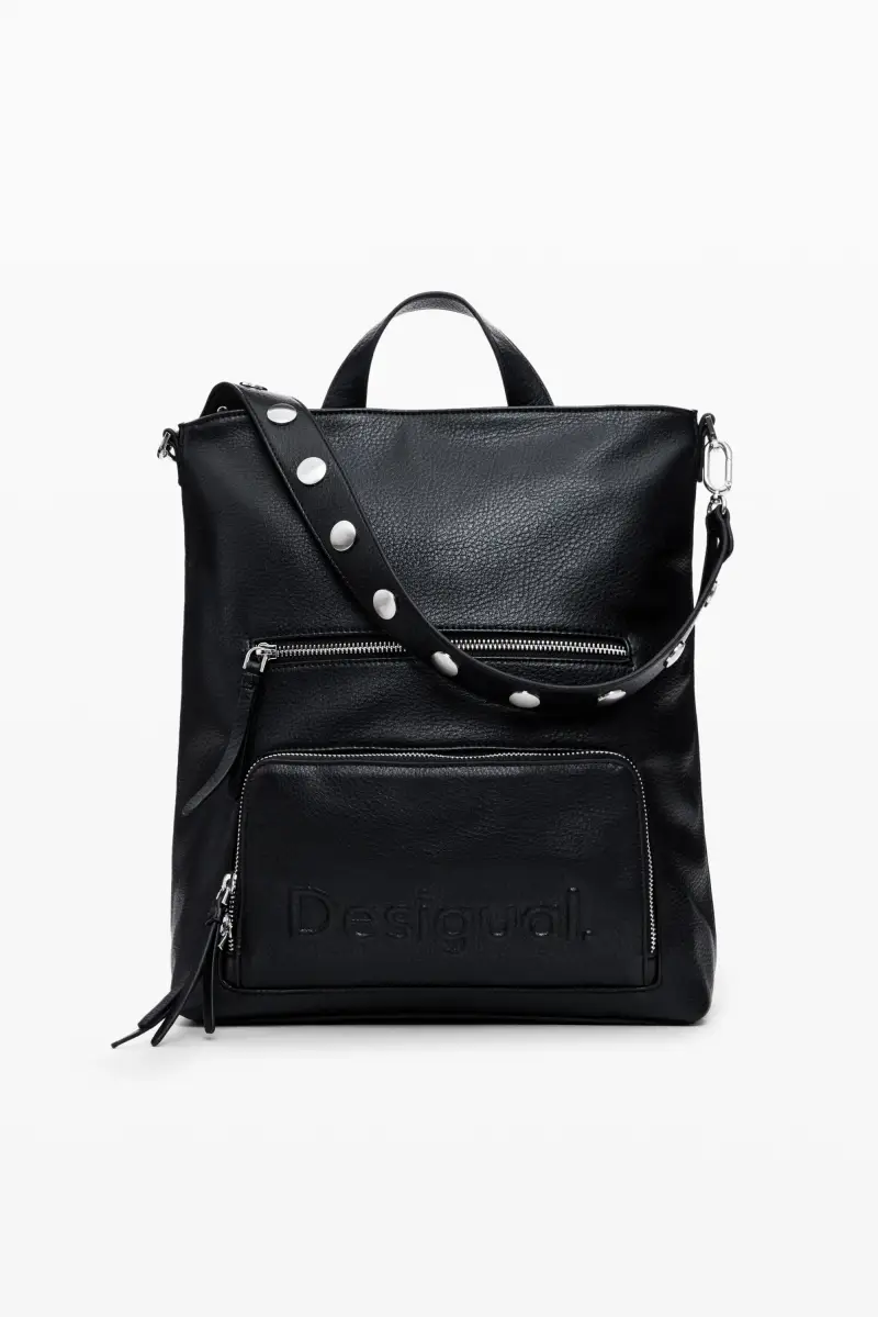 Desigual Zaino medio effetto pelle con logo BLACK