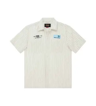 Deus Ex Machina per uomo D261MSH312 Camicia a righe bianche sul piazzale, Bianco, Casual, Cotone, Manica corta