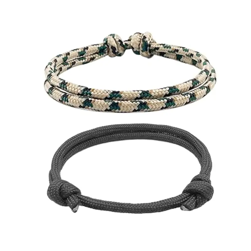 DHSBGWSX 2 cordini intrecciati, bracciale in paracord, cinturino multifunzione regolabile e alla moda, adatto per campeggio e alpinismo