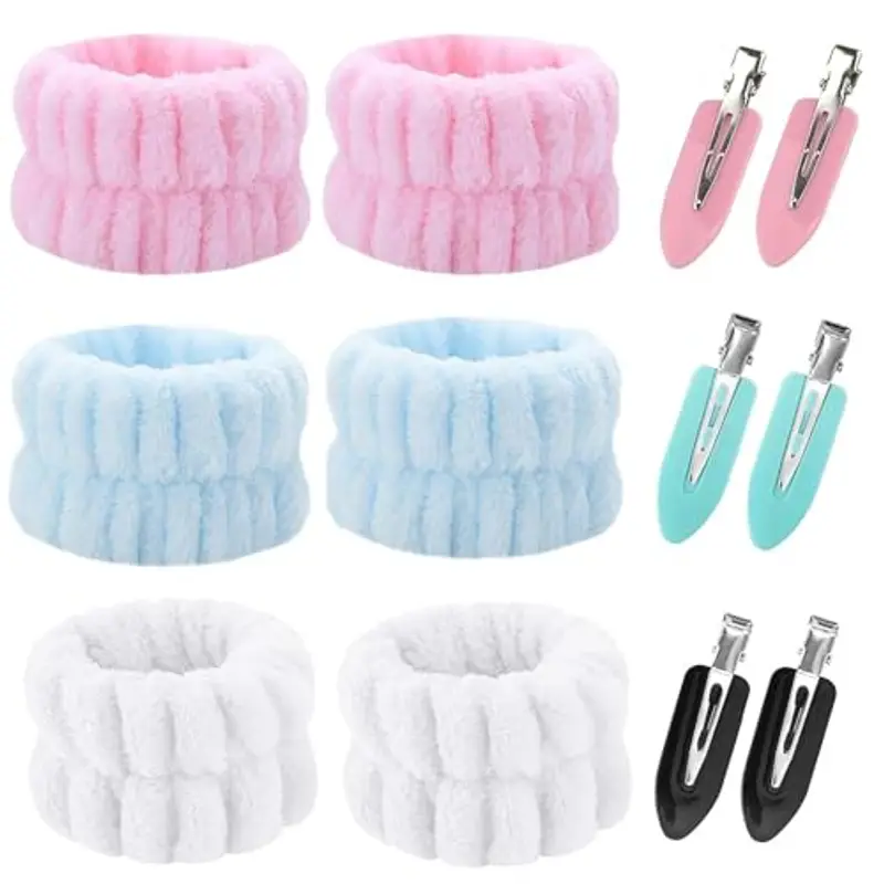 SCROLIEY Di Polsini per il Lavaggio del Viso, Clip di Anatroccolo, Polsini Morbidi Elastici per Lavaggio di Viso per Donna