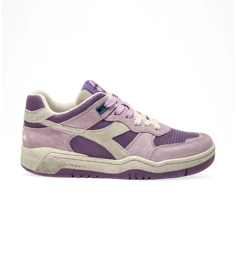 Diadora per donna. 201181299 Sneakers B.560 Provence Lilla in Pelle, Basso, Stringhe, Casual