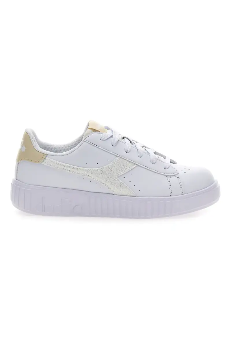 DIADORA Sneaker da donna bianche con platform e dettagli oro Game Step Glam GS [BIANCO]