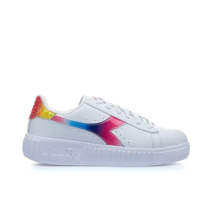 DIADORA Sneakers bianche da ragazza Game Step logo multicolor