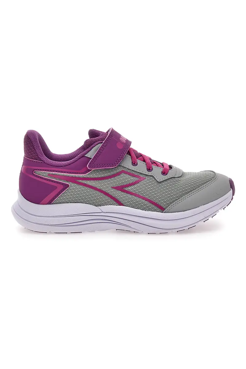 DIADORA Sneakers grigie e fucsia con strappo e lacci elastici Snipe 3 JR [GRIGIO