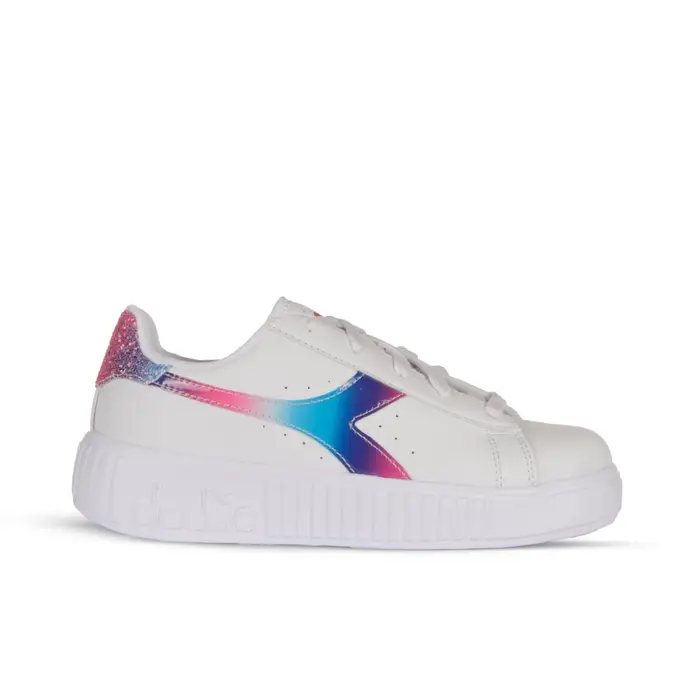 DIADORA Sneakers tennis da bambina Game Step bianche con dettaglio multicolor 1,0