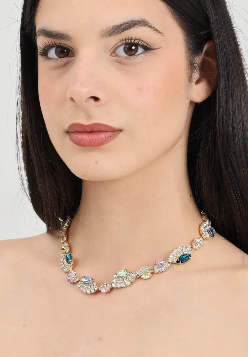 Diamond Collana oro da donna rivestita da pietre colorate