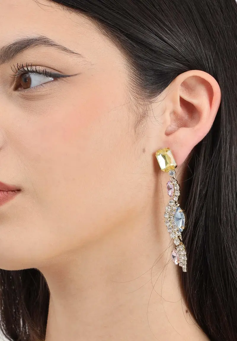 Diamond Orecchini multicolor da donna in catena con strass