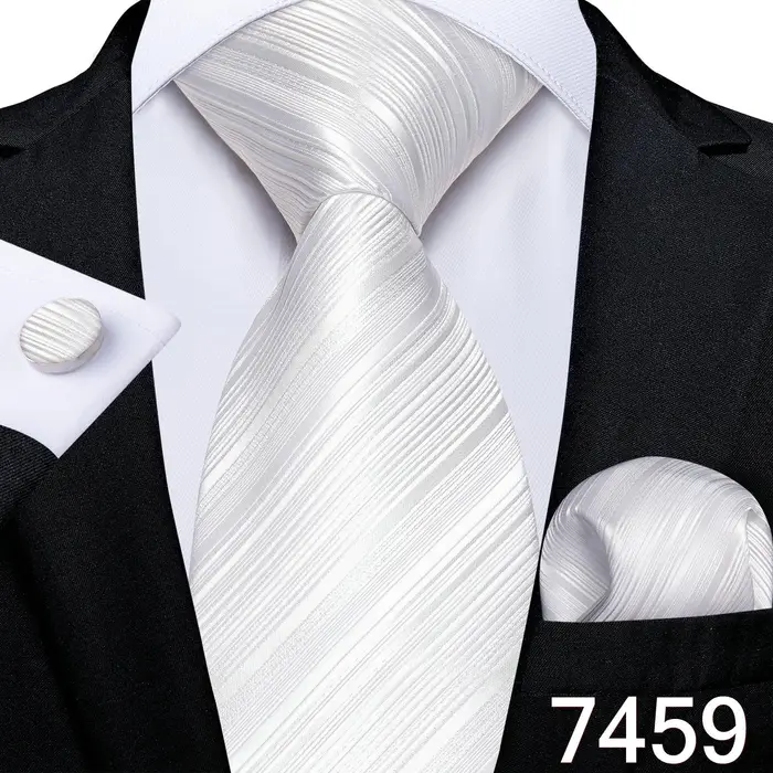 Cravatte da uomo Cravatta a righe verdi in seta Gemelli Hanky ​​Set cravatta formale da lavoro N-7459