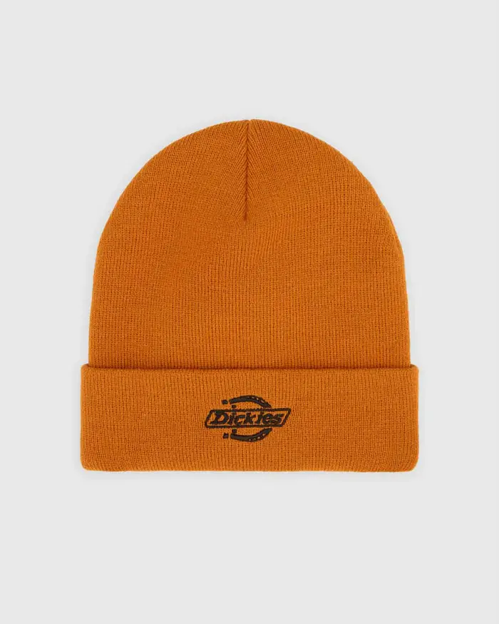 Dickies Berretto panna in maglia con risvolto e logo applicato