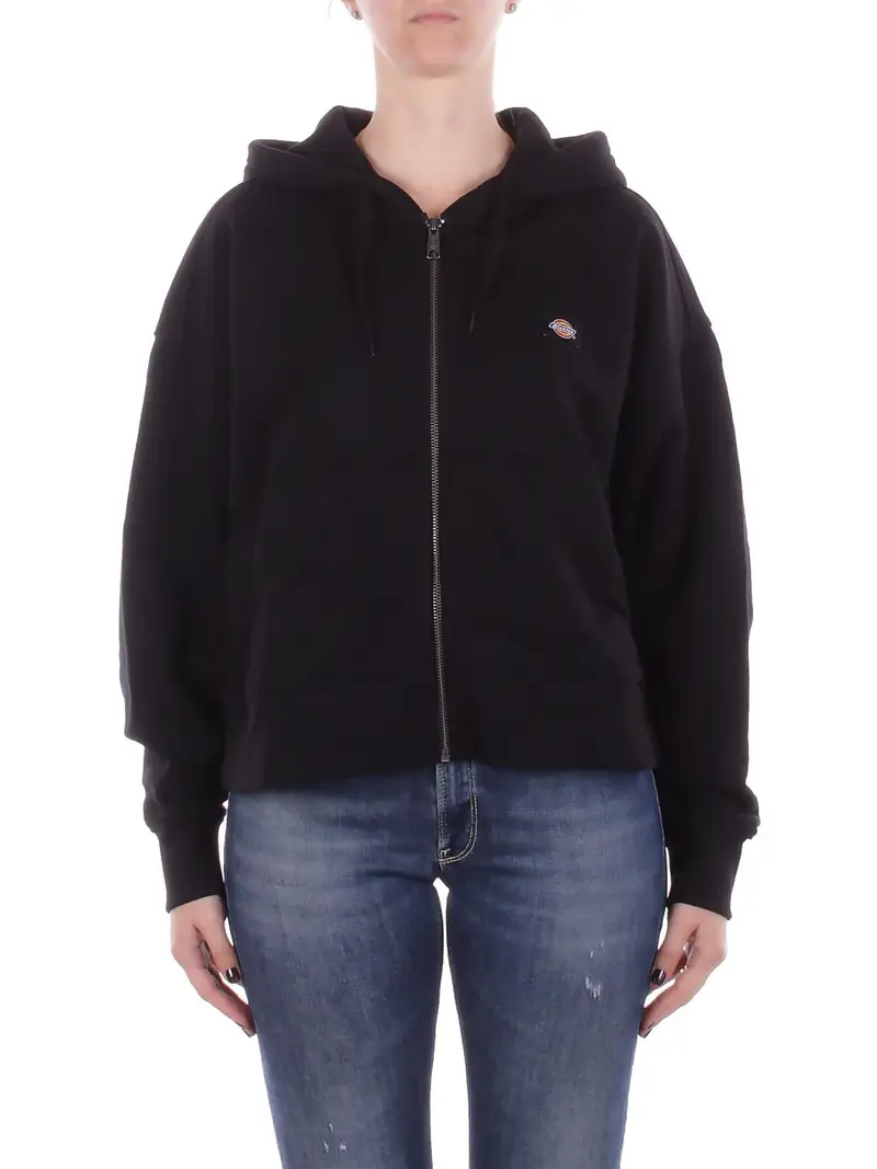 DICKIES Felpa Donna Black Oakport zip hoodie ecru