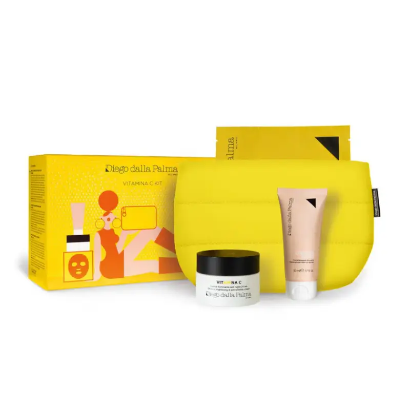 Diego dalla palma Cofanetto Vitamina C Crema Anti Rughe 50ml + Maschera Full Size + Crema Detergente 50ml + Yellow Pillow 1 unità