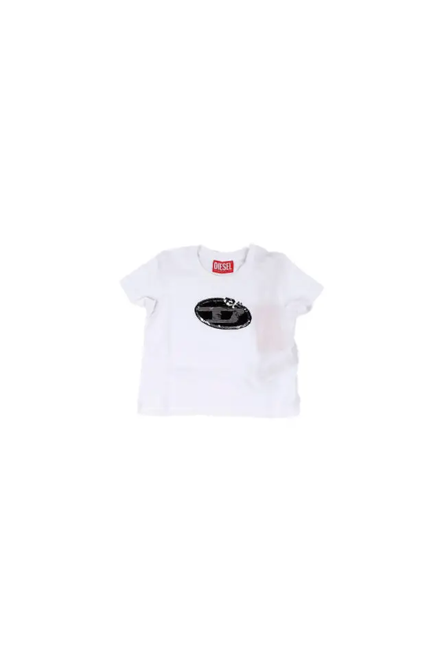 Diesel bambina t-shirt j02371 kyaun k100 tsequinsg bianco WHITE