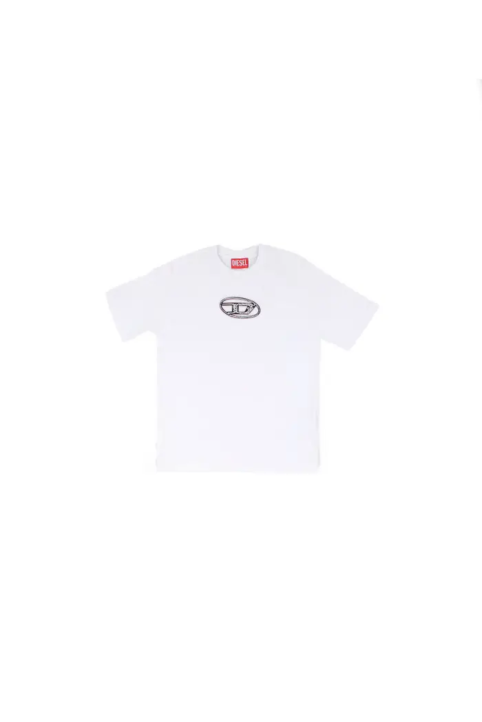 Diesel bambino t-shirt j02471 kyaun k100 treden over bianco WHITE