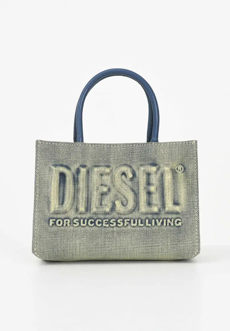 Diesel Borsa DSL 3D in denim solarizzato da donna con logo istituzionale