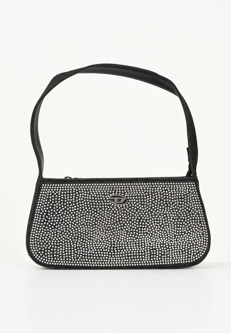 Diesel Borsa WJULIE in denim nero da donna con strass applicati