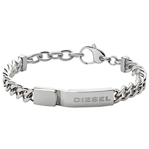 Diesel Bracciale Da Uomo, 18 Cm - 19, 5 Cm Bracciale In Acciaio Inossidabile Argentato, DX0966040