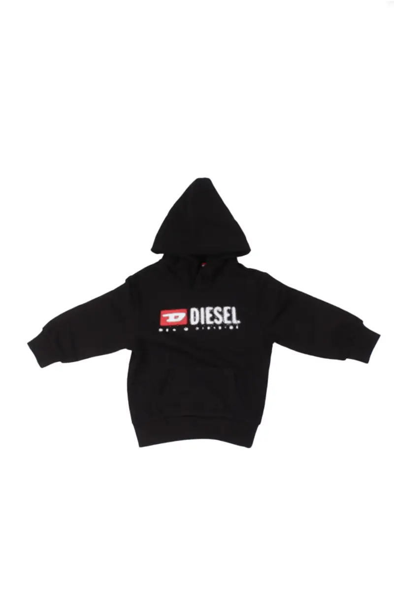 Diesel bambino felpa j02485 kyaz3 k900 sdropshood over nero BLACK