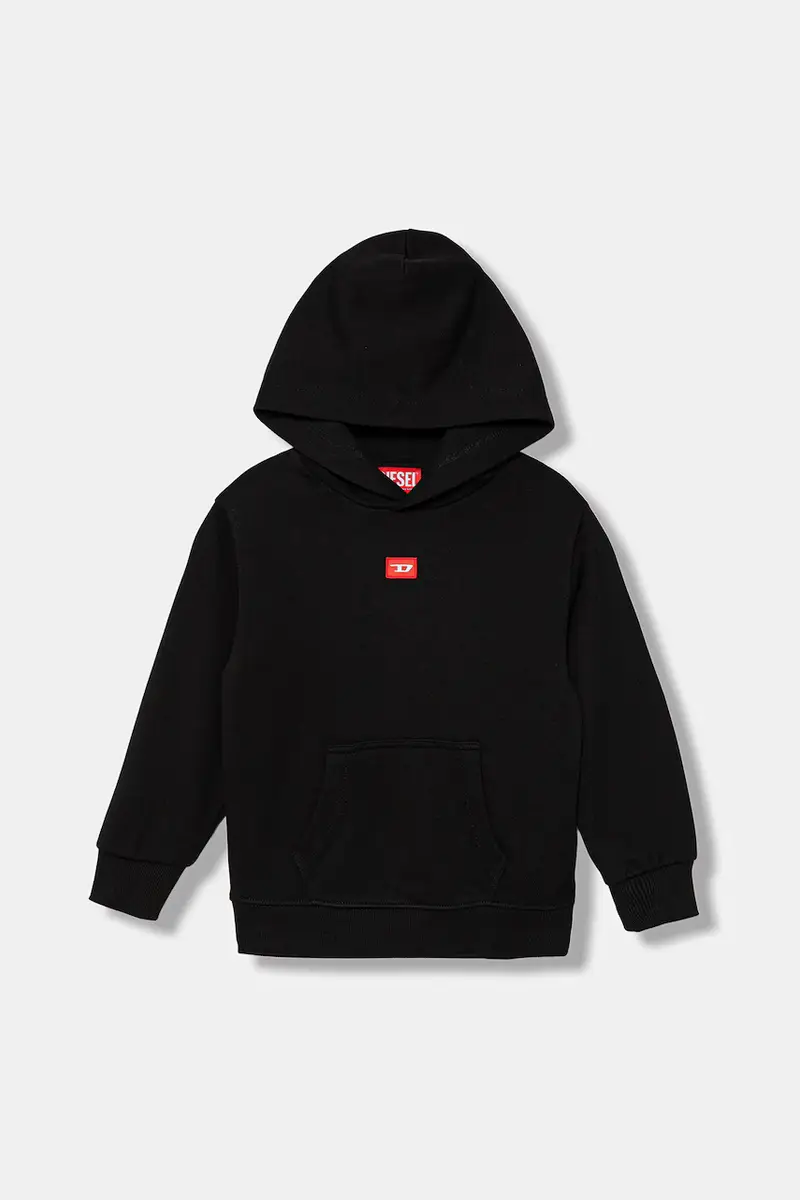 Diesel felpa in cotone bambino/a SXGINHOOD OVER SWEAT-SHIRT colore nero con cappuccio J02502