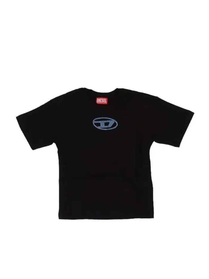 Diesel tshirt nera bambino mini logo