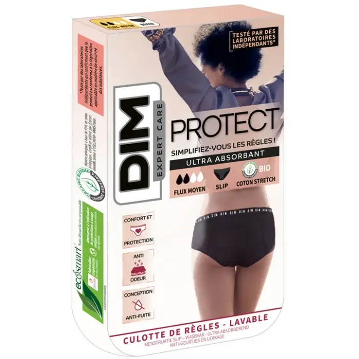 Dim Protect - Mutandine Mestruali Lavabili - Nera - Flusso Medio