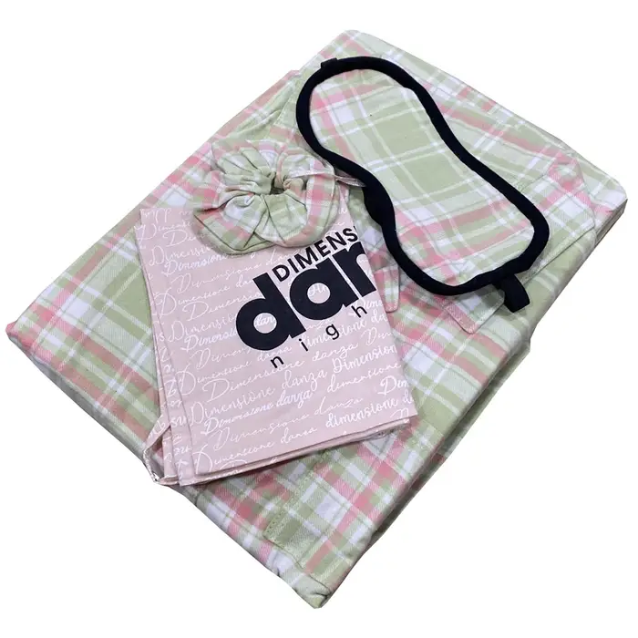 Dimensione Danza Pigiama aperto caldo cotone con accessori 20336 donna green