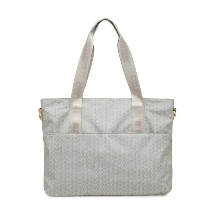 Shopper beige Dimensione Danza da donna con stampa multilogo e tasca