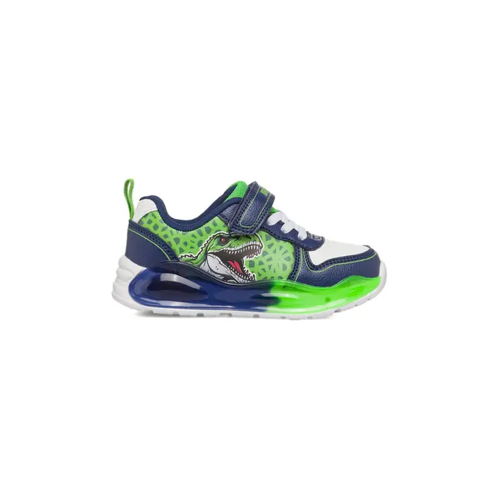 DINOSAUR Sneakers da bambino verdi e blu con stampa dinosauro e velcro