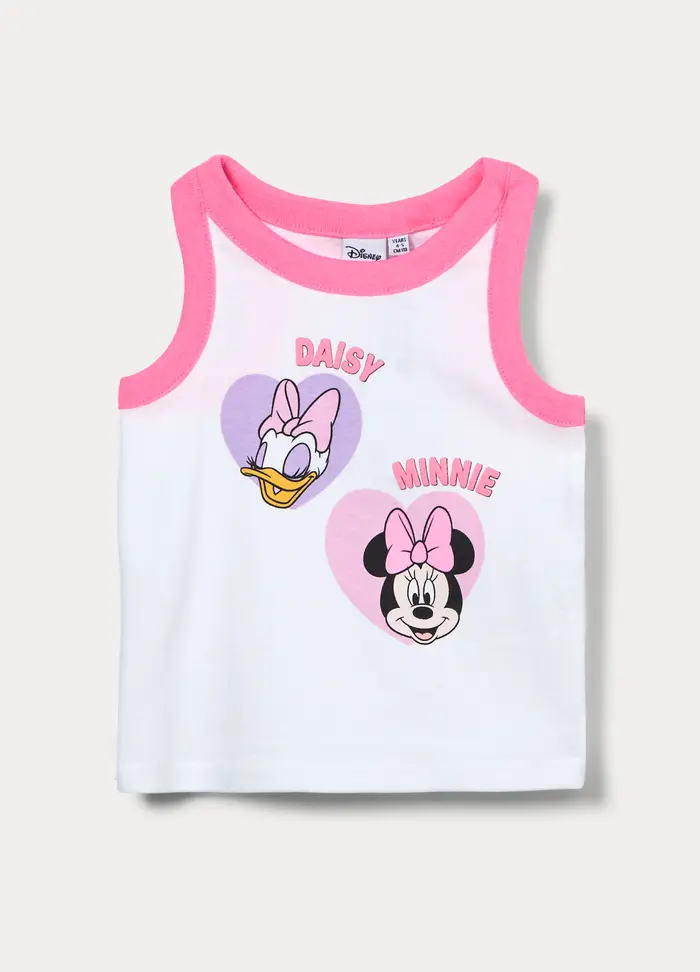Disney Canotta In Costina Di Puro Cotone Bambina, Bianco gesso