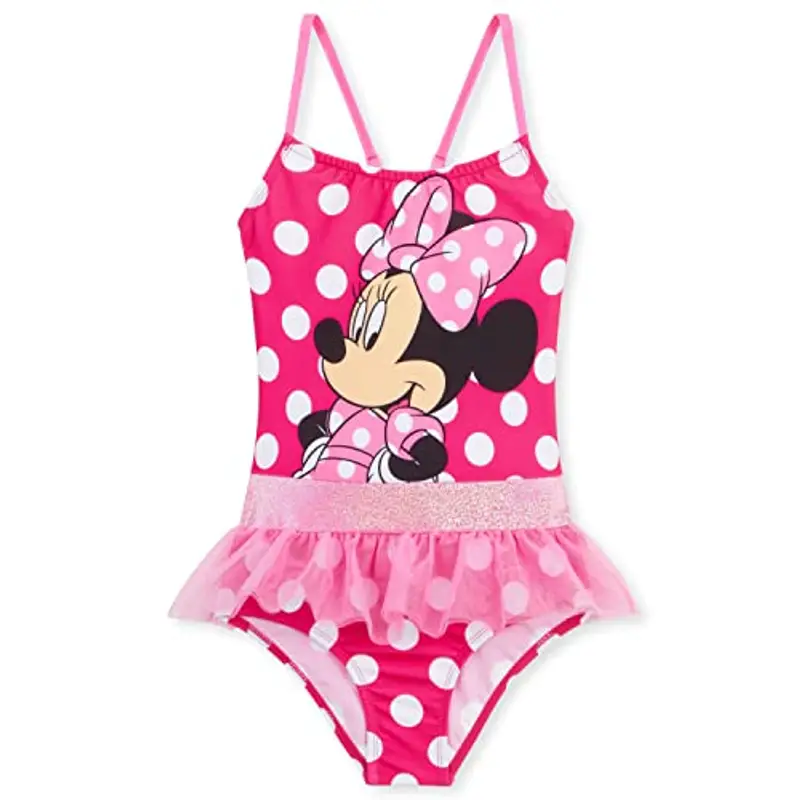 Disney Costume da Bagno Piscina Bambina, Costume Intero, Costume Mare Bambina Set (Rosa Minnie, 2-3 Anni)