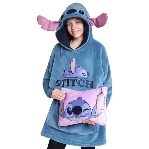 Disney Felpa Bambina - Felpa Coperta di Pile Taglia Unica - Felpa Oversize Bambini Ripiegabile A Cuscino